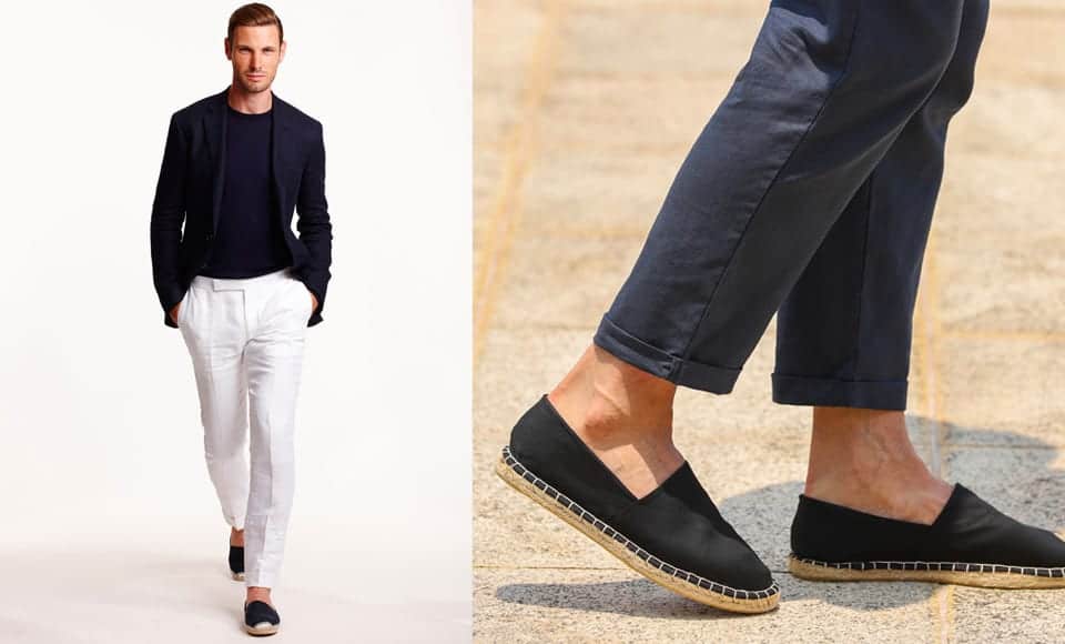 Cropped trousers for sockless look
