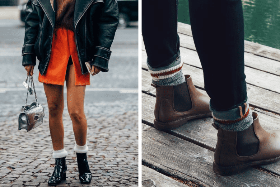 Fluffy socks with Chelsea boots