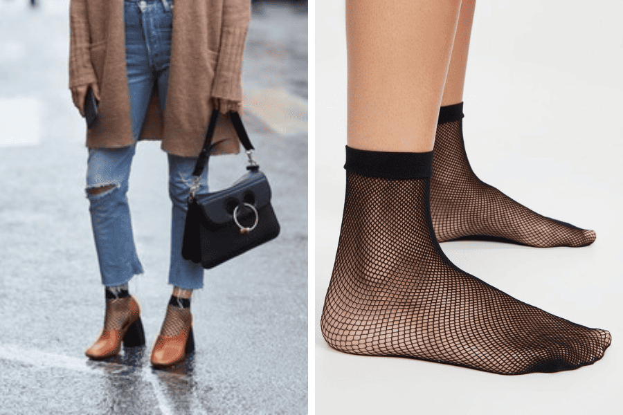 Mesh socks with ankle boots