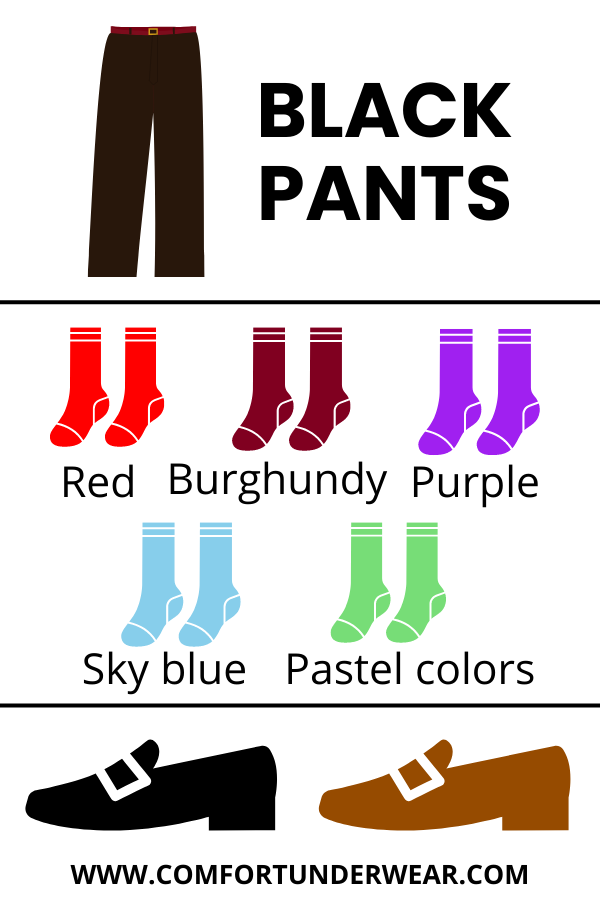 How to pair black pants with colored socks and loafers