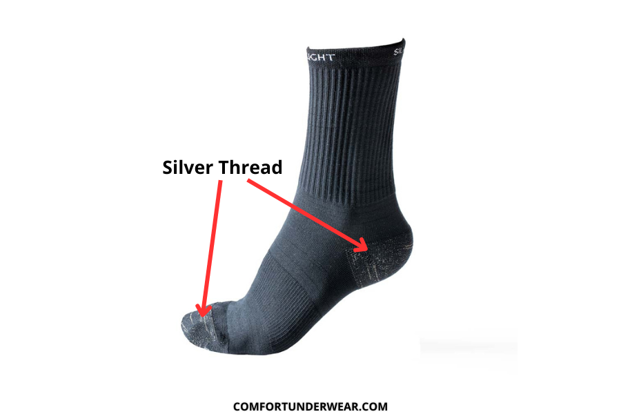 Walking socks should contain silver thread